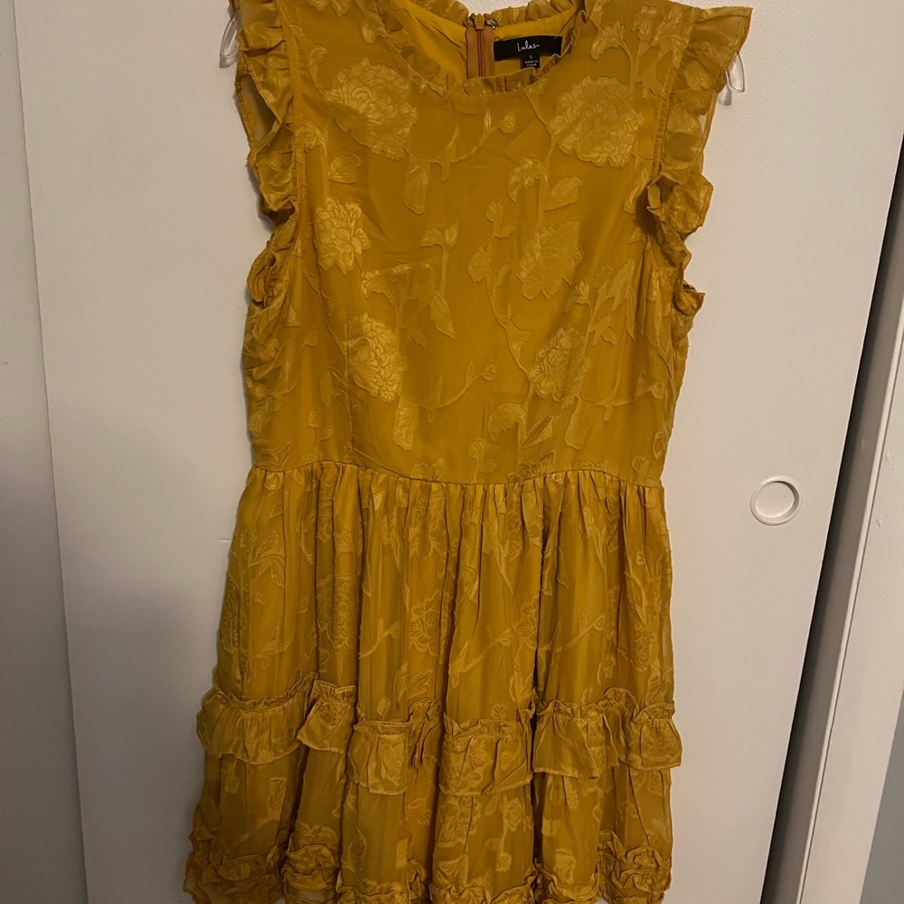 Lulu's Yellow Ruffled Tiered Mini Sundress